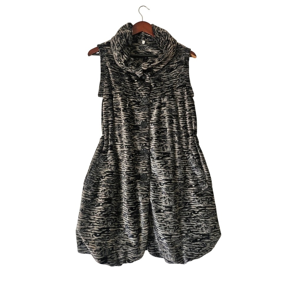 LINDI Faux Fur Bubble Hem Vest Abstract Avant Garde Art to Wear Lagenlook Sz XS